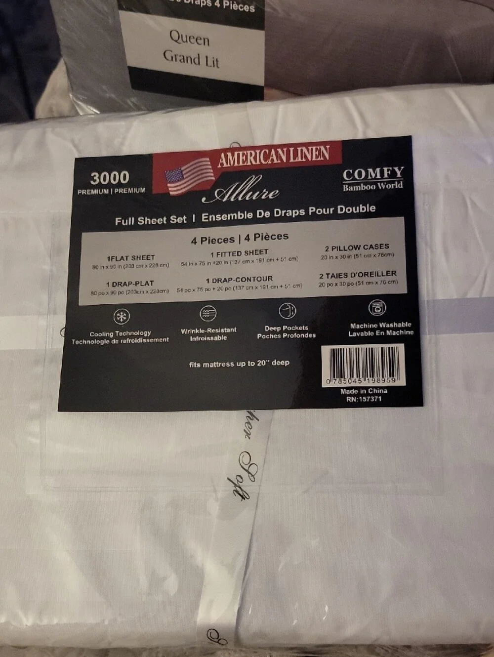 Allure 3000 White Full Sheet Set - 4 Piece